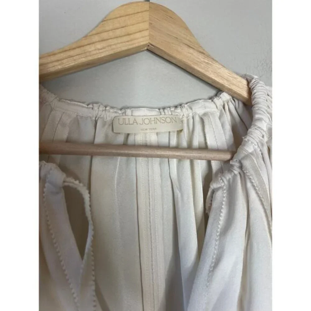 NEW ULLA JOHNSON Marcelena Short Puff Sleeves Top Light Beige Size: 0